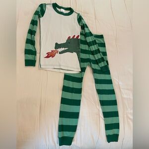 Hanna Andersson Green Striped Dragon Kids Pajamas